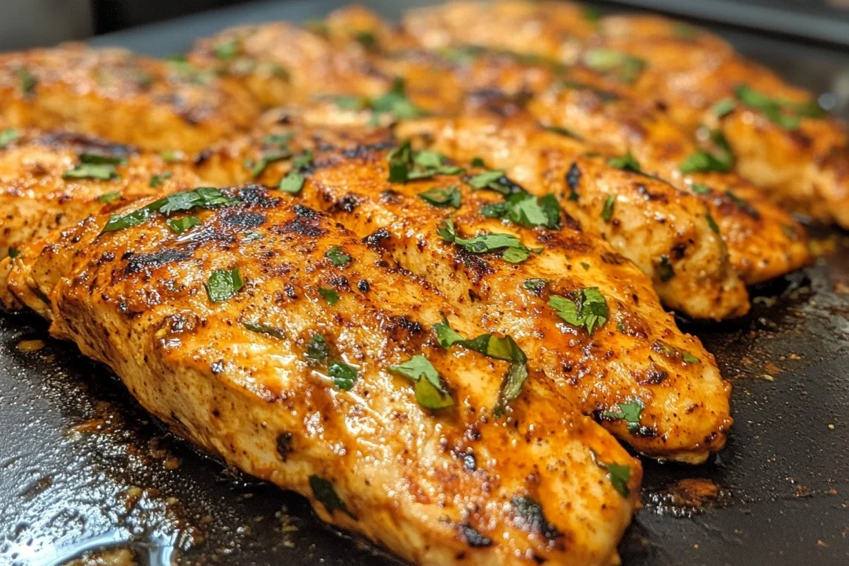 Close-up of chicken fajita marinade 