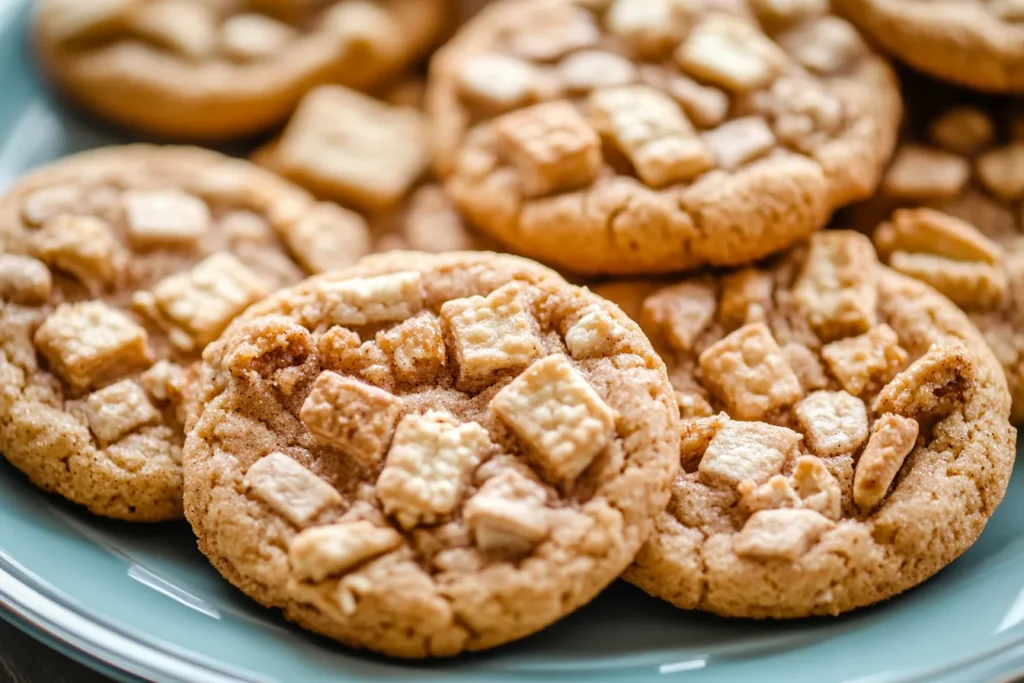Delicious cinnamon toast crunch cookies on a plate.