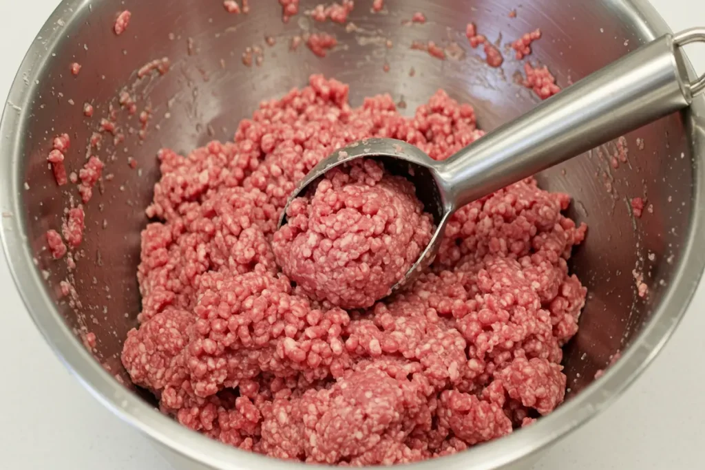 Wagyu Ground Beef in metal bowl