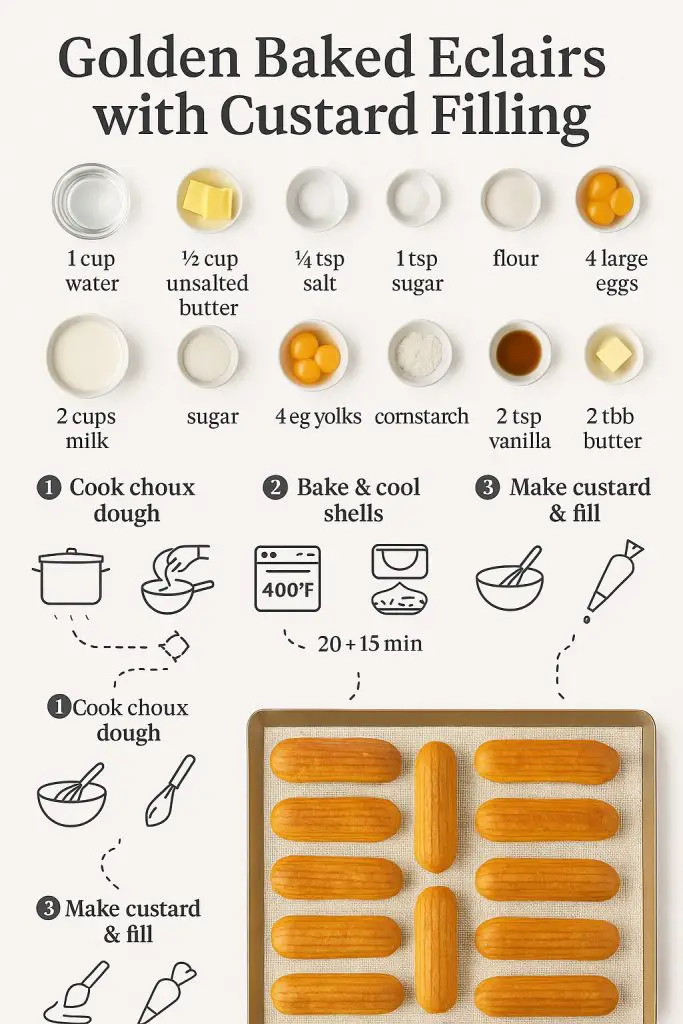 Baked browns with furniture of silky pastry cream: a classic French delight made easy